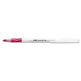 ~:~ BIC CORPORATION ~:~ Round Stic Grip Ball Pen, Translucent Barrel, Red Ink, Fine Point