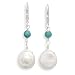 11mm Coin Pearl and Faceted Turquoise Bead Lever Back Earrings