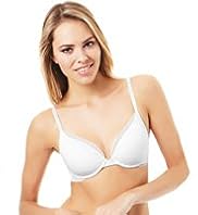 Underwired Lace Trim T-Shirt Plunge A-DD Bra with Modal