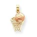 14k Two-Tone Basketball Hoop With Ball Pendant