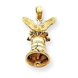 14k & Rhodium 3-D Cracked Liberty Bell with Eagle Pendant