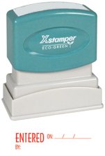 Xstamper One-Color Title Message Stamp, Entered, Pre-Inked/Re-Inkable, Red (1822)