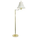 IMAGE OF Brass Swing Arm Incandescent Floor Lamp, 58 Inches High