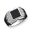 Sterling Silver Men's CZ (Cubic Zirconia) and Onyx Ring