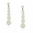 White Pearl Drop Earrings Dangling in Solid 14K Yellow Gold
