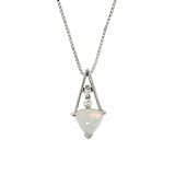 White Gold Pendant Necklace Created Opal & Diamond Gems