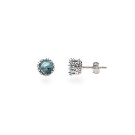 Eve's Addiction Sterling Silver Crown Set Blue Topaz CZ Studs by Eve's Addiction