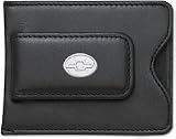 Chevy Bow Tie Sterling Silver Oval Logo on Black Leather Money Clip / Credit Card Holder