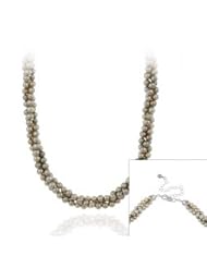 Sterling Silver Freshwater Cultered Grey Pearl Three Row Twisted Necklace