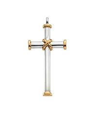 14K White Gold /Yellow Gold 49.00X26.25 mm Two-Tone Cross Pendant