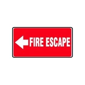 FIRE ESCAPE (ARROW LEFT) 7" x 14" Plastic Sign
