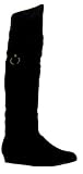 Platino Womens Tassle Black Microfibere Slip On Over Knee Wedge Heel Boots