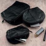 3PC LTHR MAKEUP BAG SET