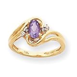14k .05ct Diamond and Amethyst Birthstone Ring