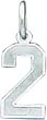 Sterling Silver Small Satin Number 2 Charm