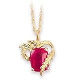 Classy! 10k Yellow-gold Black Hills Gold 10x8mm (July-Birthstone) Ruby pendant-necklace