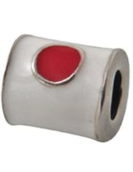 Genuine Zable (TM) Product. 925 Sterling Silver Japan Flag Bead Charm. 100% Satisfaction Guaranteed.