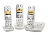 Gigaset A400A Trio Schnurlostelefone mit 2 zus&auml;tzlichen Mobilteilen (4.32 cm (1.7 Zoll) Grafik-Display, Freisprechfunktion, Anrufbeantworter) hellgrau