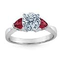 0.75 Carat D/VS1 Round Certified Diamond with Ruby Engagement Ring in 18K White Gold