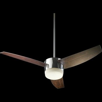 Quorum International 20543-914 Trimark 54-Inch Ceiling Fan, Chrome Finish with Satin Opal Glass and Dark Teak Blades