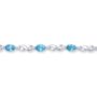 White Gold Blue Topaz Diamond Fashion Bracelet (7")