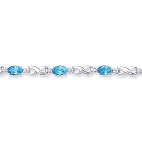 White Gold Blue Topaz Diamond Fashion Bracelet (7) by Sea of Diamonds