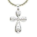 14K White Gold Diamond Cross