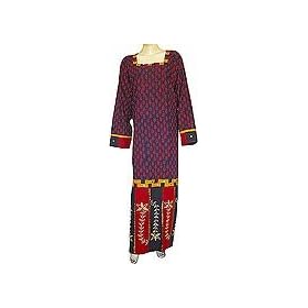 Ladies Evening Dresses Cotton Kaftan Long Sleeve Multicolored