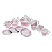 13 Piece Porcelain Pink Gingham Tea Set