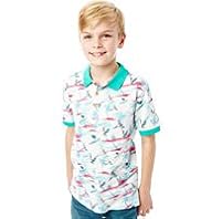 Pure Cotton Parrot & Coconut Tree Print Polo Shirt