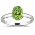 0.90 Ct Peridot Solitaire Ring Platinum