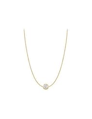 Diamond by the Yard Necklace on Bezel Set 16 Inch 14K Yellow Gold Chain with 0.20 Carat Diamond