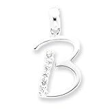 Sterling Silver CZ Initial B Pendant - JewelryWeb