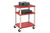 Plastic Utility Cart 3 Shelves Red