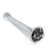 2.0mm Black Diamond - 950 Platinum Nose Ring Bone / Stud- 20 Gauge