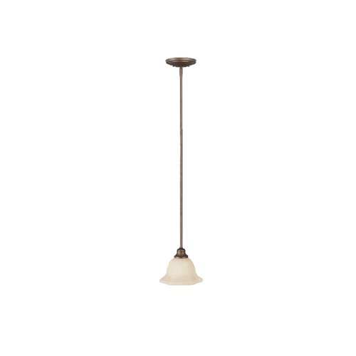 Murray Feiss P1101BS One-Light Garrett Collection Mini Pendant - Brushed Steel with White Alabaster Glass Shade