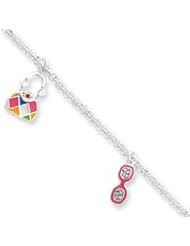 Sterling Silver CZ Enameled Charm Bracelet QG1516-7"