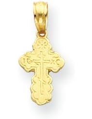 14k Gold Small Eastern Orthodox Cross Charm