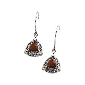 Genuine IceCarats Designer Jewelry Gift Sterling Silver & 14K Yellow Gold Gen Cab Mozambique Gar Ear. Pair 06.00X06.00X06.00 Mm Genuine Cab Mozambique Garnet Earrings Gen Cab Mozambique Gar Ear In Sterling Silver & 14K Yellow Gold