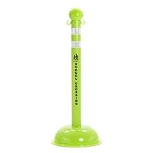 Mr. Chain 99979 Plastic School Safety Stanchion with Reflective Stripe and School Crossing Decal, 3" Diameter x 41" Height, Green