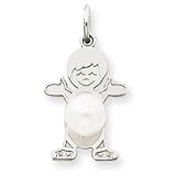 14k White Gold Boy 7x5 Oval Cultured Pearl June Pendant - JewelryWeb