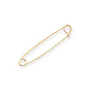 14k Solid Large 3-Dimensional Safety Pin Charm - Measures 9x51mm by JewelryWeb