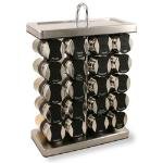 Olde Thompson 25680 - Spice Rack, Traditional, Holds 20, Chrome/Black Flip-Top Lid, Filled
