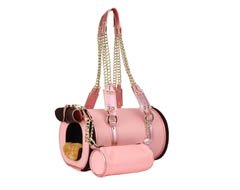 Pink Madison Links Couture Dog Carrier with Leather Finish by Petote (XSmall)