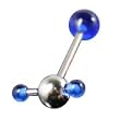 Stainless Steel with UV Blue T Barbell Sold as a Pair