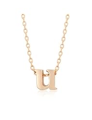 Alexander James Rose Gold Bonded Simple U Initial Pendant with Lobster Clasp set in Rose Goldtone. All pendants come with 18 inch chain with 2 inch extender.