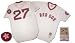 Carlton Fisk #27 1975 Boston Red Sox Authentic Home Throwback Mitchell and Ness MLB Baseball Jersey (White)