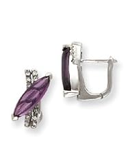 Sterling Silver Purple and Clear CZ Earrings QE2949"