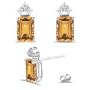 0.18 Ct Diamond & 8.82 Ct Citrine Earrings in 18K White Gold