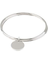 Triple Bangle Bracelet With A Circle Dangle Sterling Silver 08.00 Inch Brc643